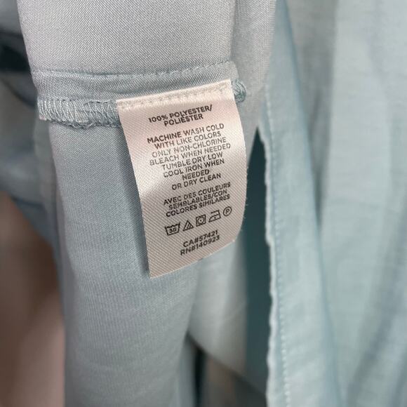 LOFT Ann Taylor Split Neck Flowy Puff Balloon Sleeve Top Coastal Blue M New NWT - Picture 11 of 12